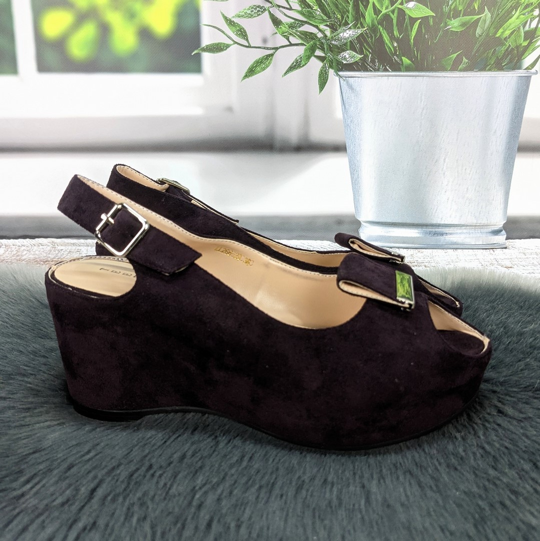 Босоніжки жіночі Teet Space замшеві фіолетові на невисокій платформі 4913, фото 1