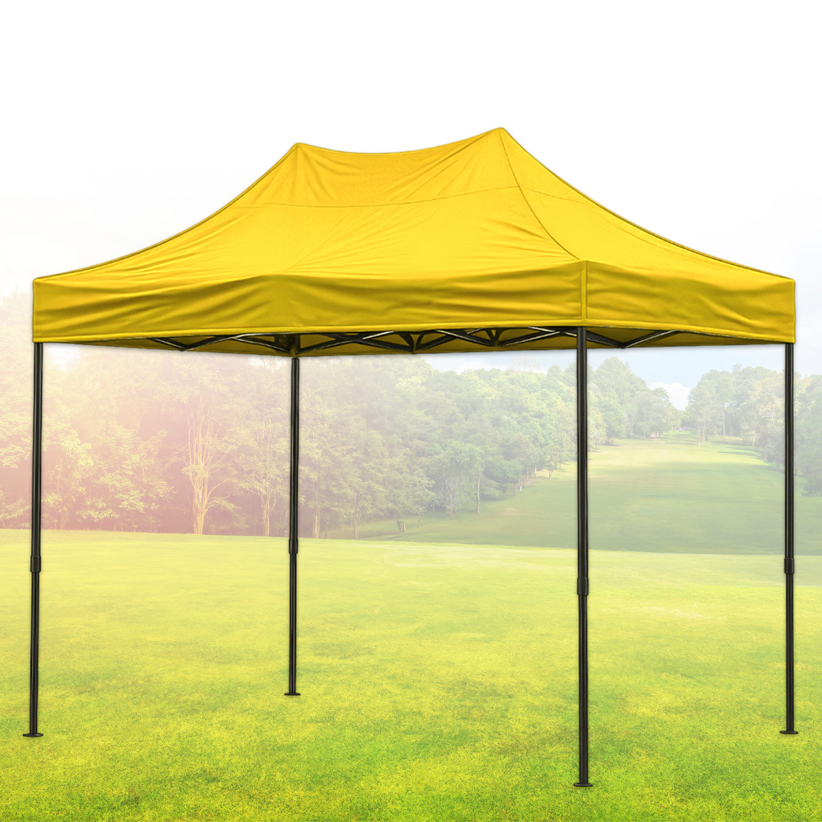 Розсувний намет 2х3 м із чорний сталевим каркасом Жовтий, фото 1