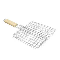Решітка для гриля, 23х22,5 см, дерев'яна ручка 21 см, неіржавка сталь (1574746020)