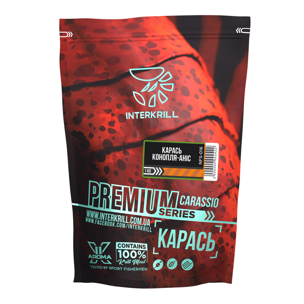 Прикормка Interkrill Преміум Карась-Конопля-Аніс 1кг, фото 1