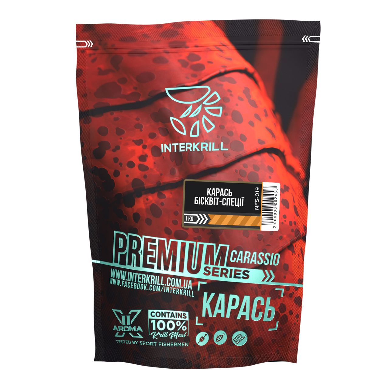 Прикормка Interkrill Преміум Карась-Бісквіт-Спеції 1кг, фото 1