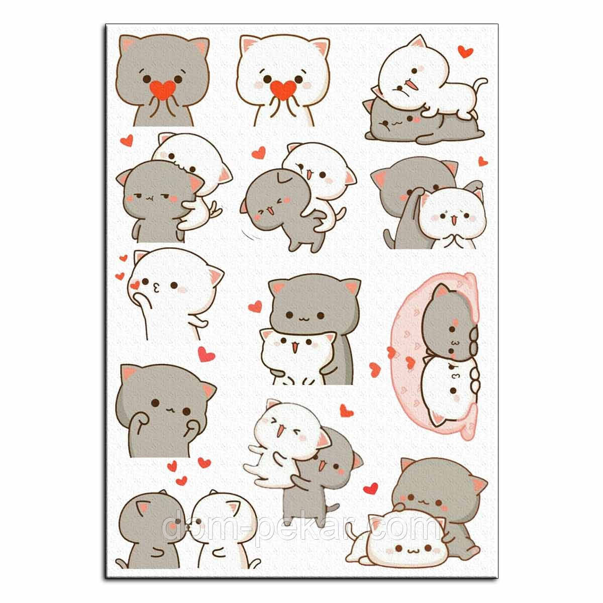 Котики вафельна картинка для капкейків 6 см