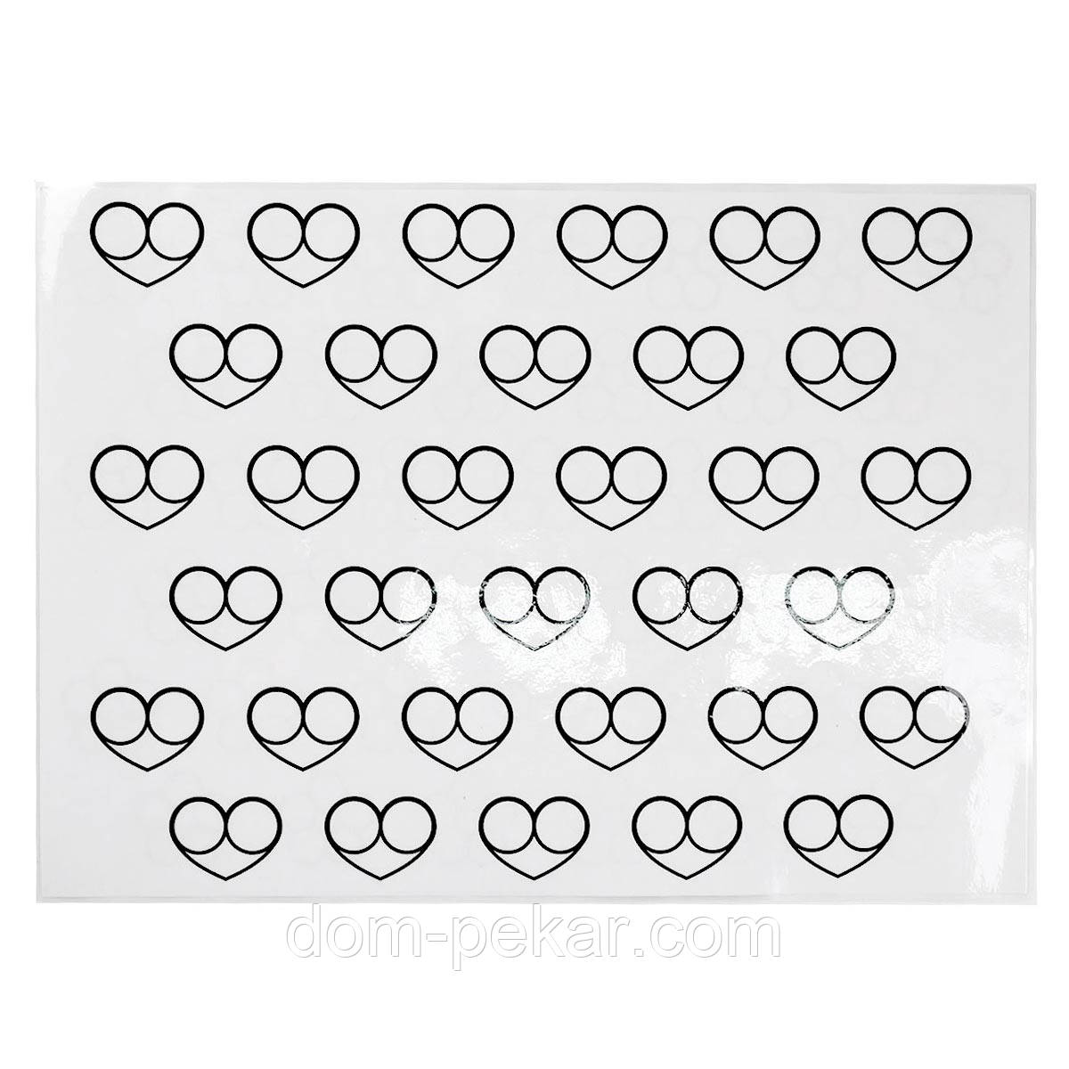 Шаблон для макаронс двосторонній Серце 3,5*4,5 см Квітка 4 см 30*40 см