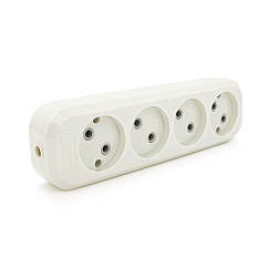 Блок розеток для подовжувача 220 V MERLION MBR-4W, 4 гнізда без заземлення Q160 (2052636386)