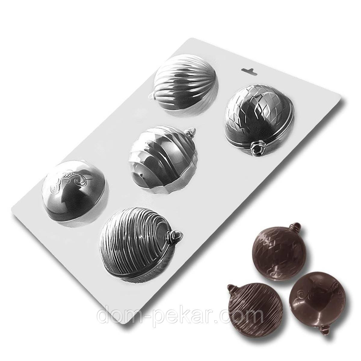 Новорічні кульки 7 см молд для шоколаду пластик