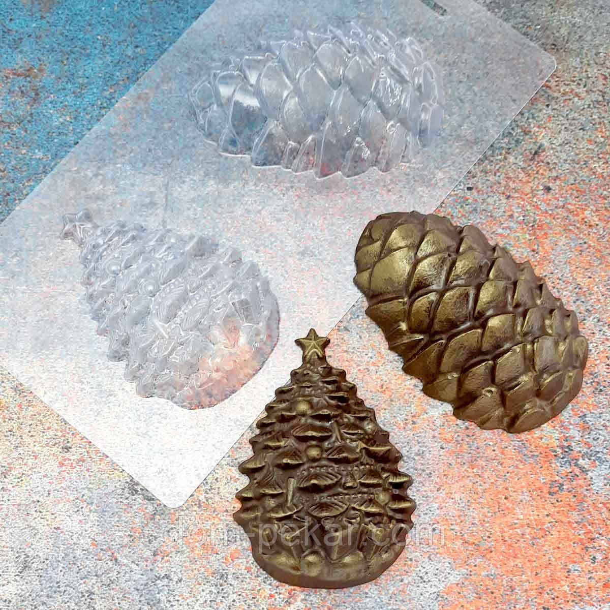 Шишка та ялинка молд для шоколаду пластик VD-0062