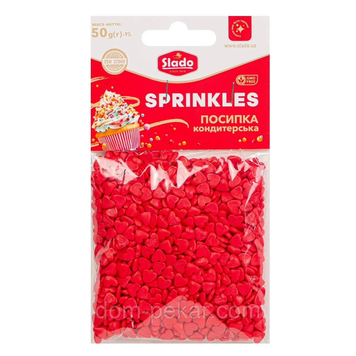 Посипка кондитерська Коктейль Серця Червоні, 50 г
