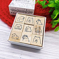 Набір штампів Печатки у вигляді капібари (9 шт)