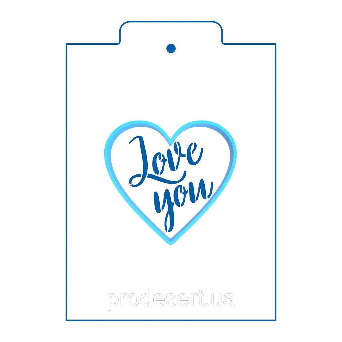 Серце Love You вирубка з трафаретом 9*9.6 см (TR-2)
