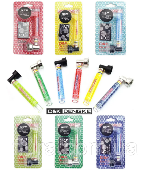 Скляна трубка  D&K DENGKE DK8821D 9.5 см + фільтри / Трубка зі скла