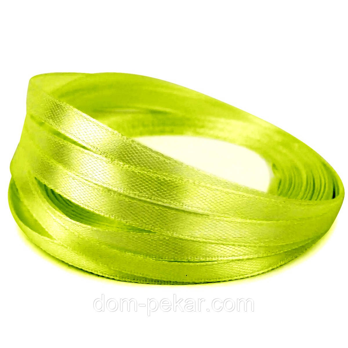 Стрічка атласна 0,7 см Зелене листя