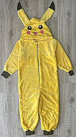 Детская пижама-кигуруми покемон Пикачу жёлтый унисекс Пижама для детей мягкая и теплая махра