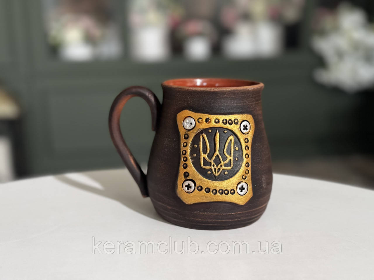 Глиняна чашка, кружка з Гербом України 600 мл