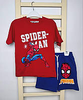 Детский летний костюм для мальчика "Человек Паук" футболка и шорты 128 см.