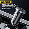 Міні Автомобільний зарядний пристрій Essager (SR-01-P) 30W / Black / Car Charger USB-A Type-C, фото 3