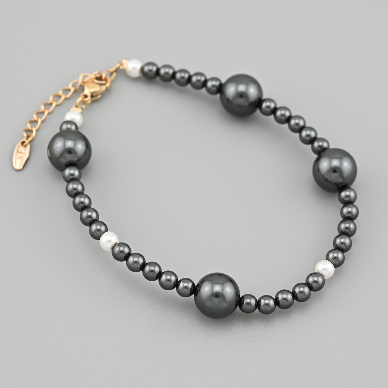 Браслет Перлинна ніч 53648 ширина 4 мм штучні перли позолота 18К довжина 19+3, фото 1