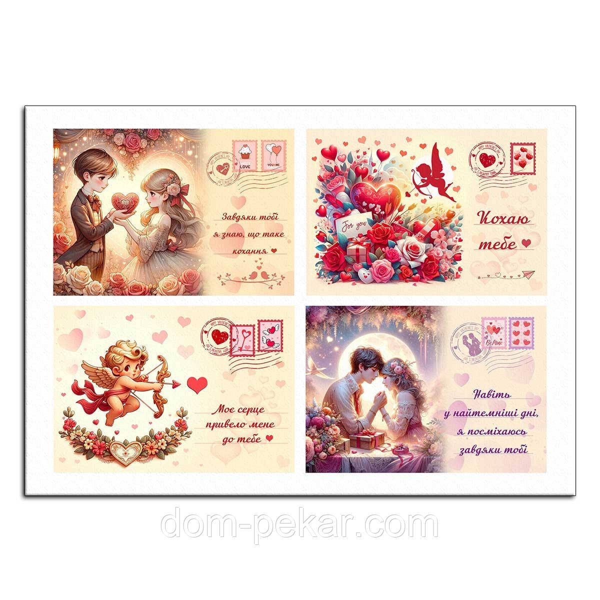 Конверти День Святого Валентина 2 вафельна картинка 9*13 см NS