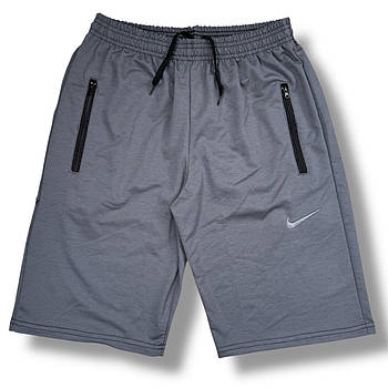 Шорти чоловічі спортивні двонитка напівбатали Nike, розміри 50-58, сірі, 013306