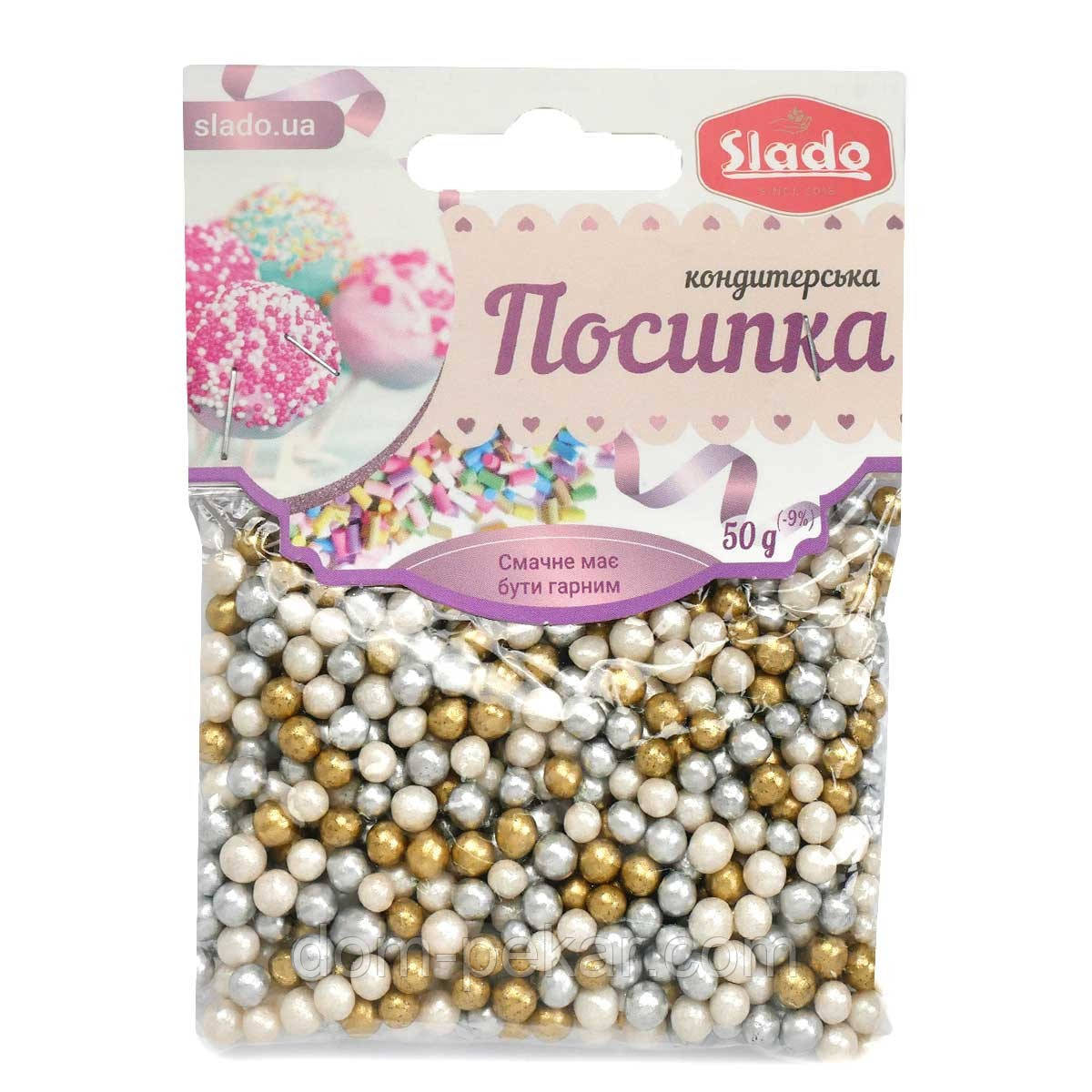 СЛАДО рисові кульки Золото Срібло Білі 50 г