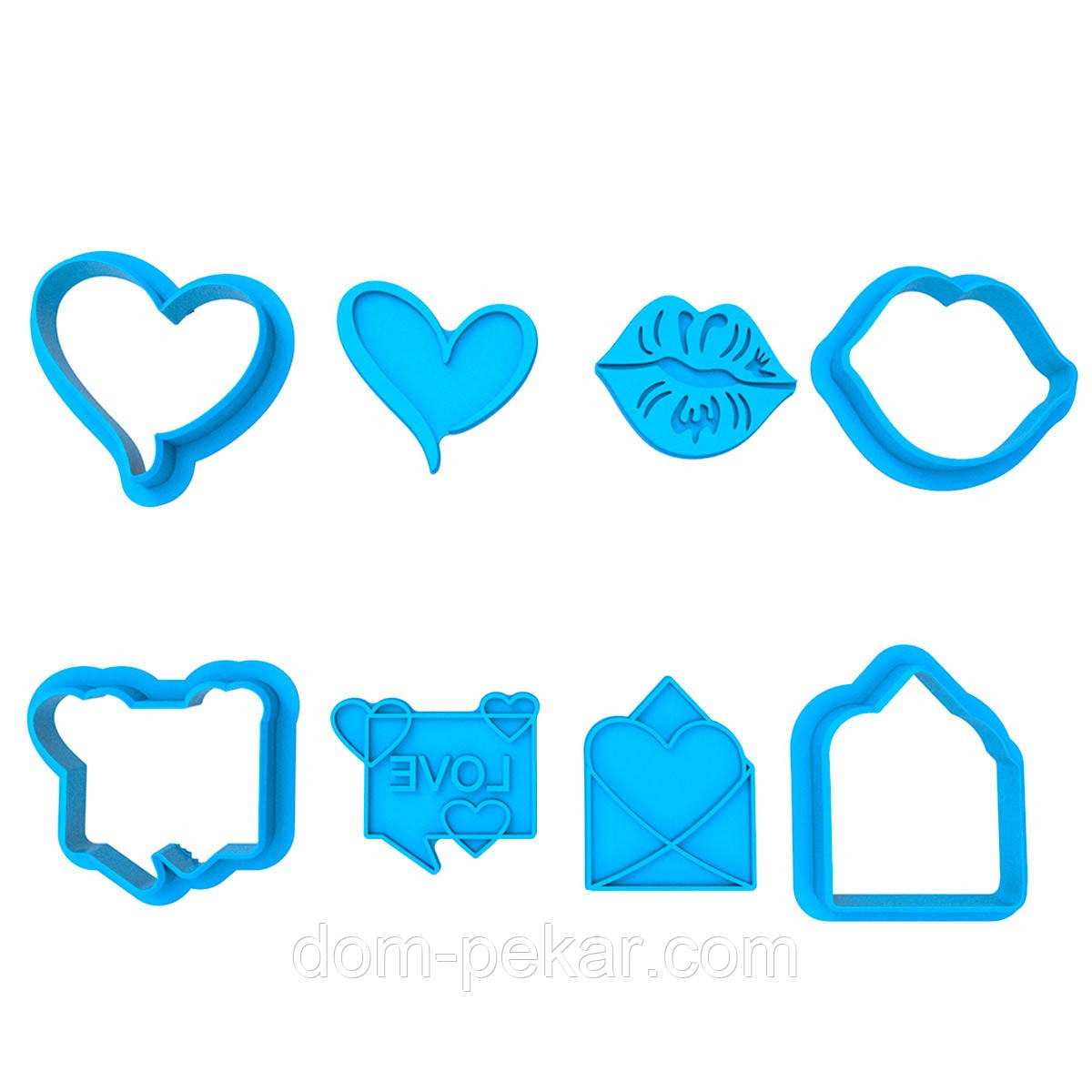 Валентинки 3 набір міні-вирубок для пряників 5,5 см 4 шт (3D)
