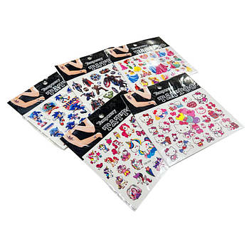 Флеш Тату 11,5*21 см кольорова Tattoo мультгерої DB-***/RS-3-35