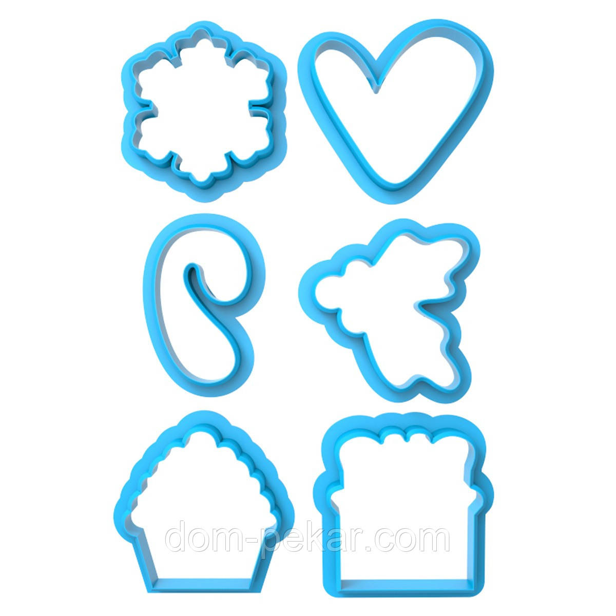 Новорічний 10 набір міні-вирубок для пряників 4.5 см 6 шт (3D)