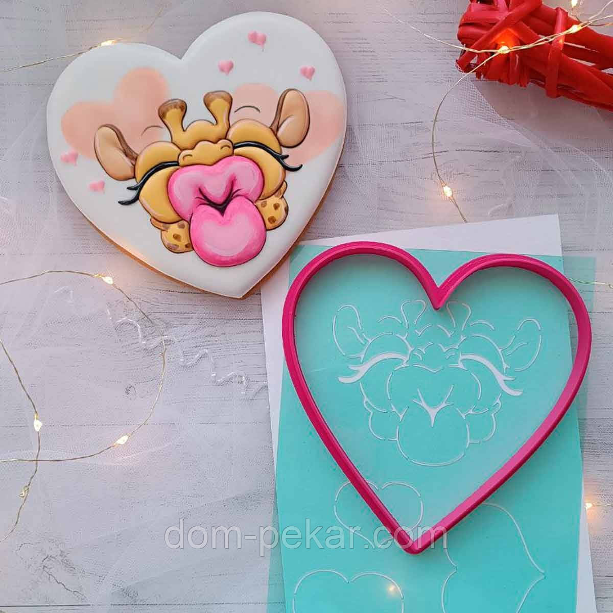 Закоханий жираф вирубування з трафаретом 13*13 см (TR-2)