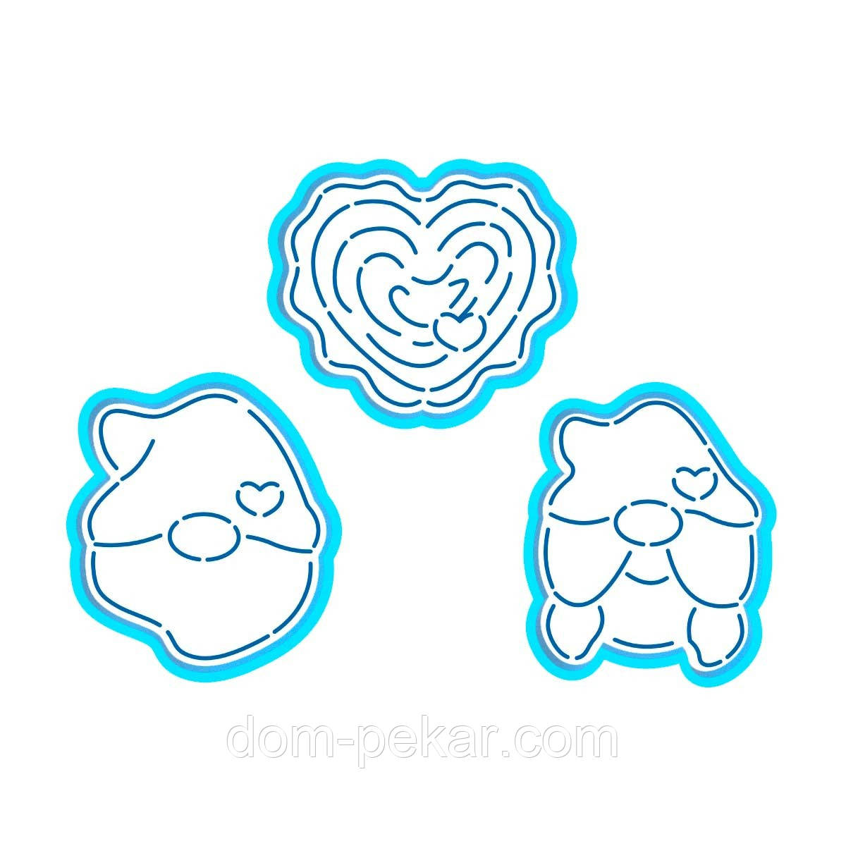 Гном з серцем 3 вирубки та 1 трафарет 6-7 см (TR-2)