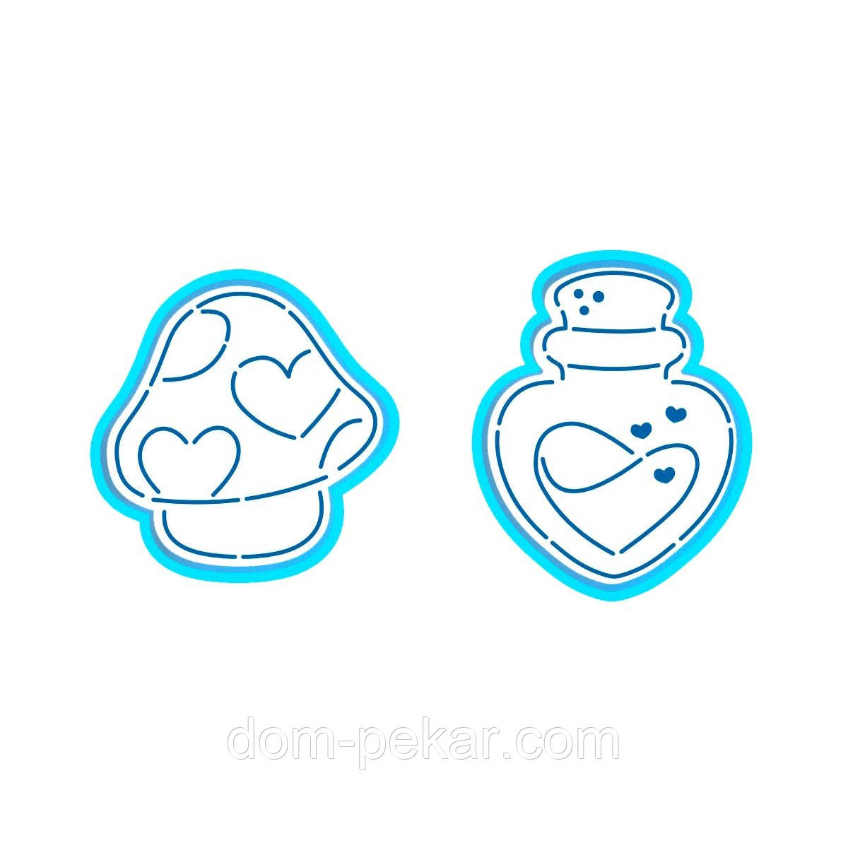 Елексир та грибочок 2 вирубки та 1 трафарет 7-7,6 см (TR-2)