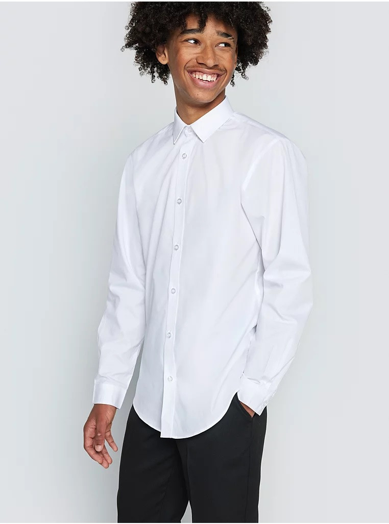 Біла сорочка для хлопчика шкільна з довгим рукавом George, крій Slim Fit, розміри 110-176, фото 1