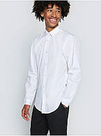 Белая рубашка для мальчика школьная с длинным рукавом George, покрой Slim Fit, размеры 110-176