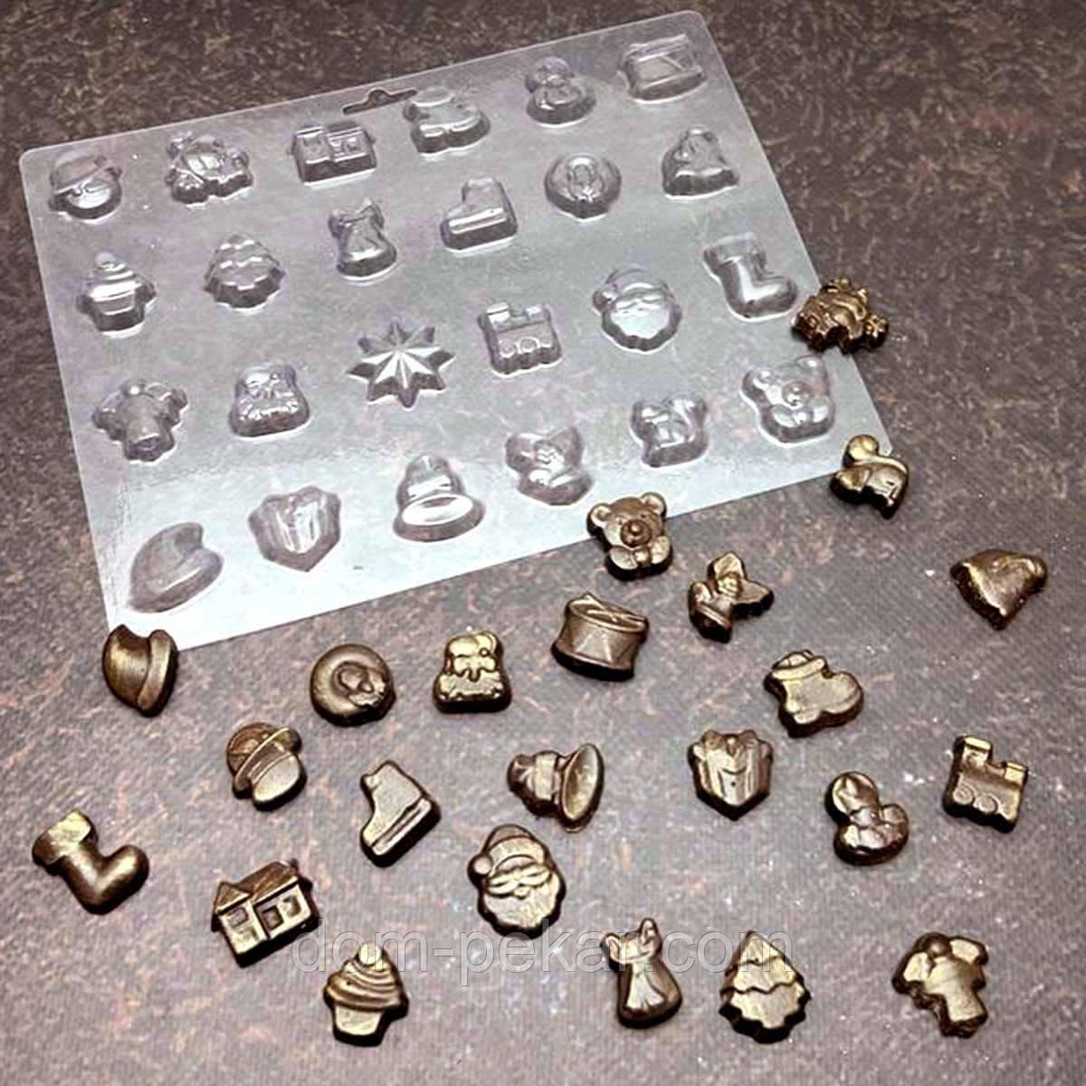 Новорічний набір форм для шоколаду пластик VD-0083