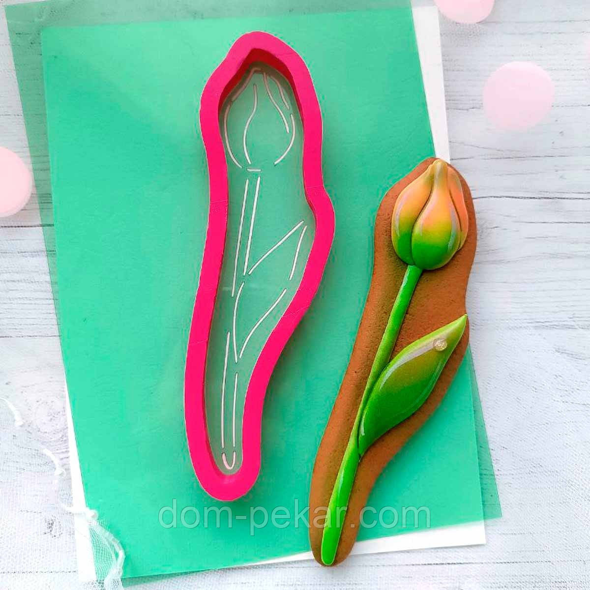 Тюльпан 10 вирубка з трафаретом 14*5 см (TR-2)