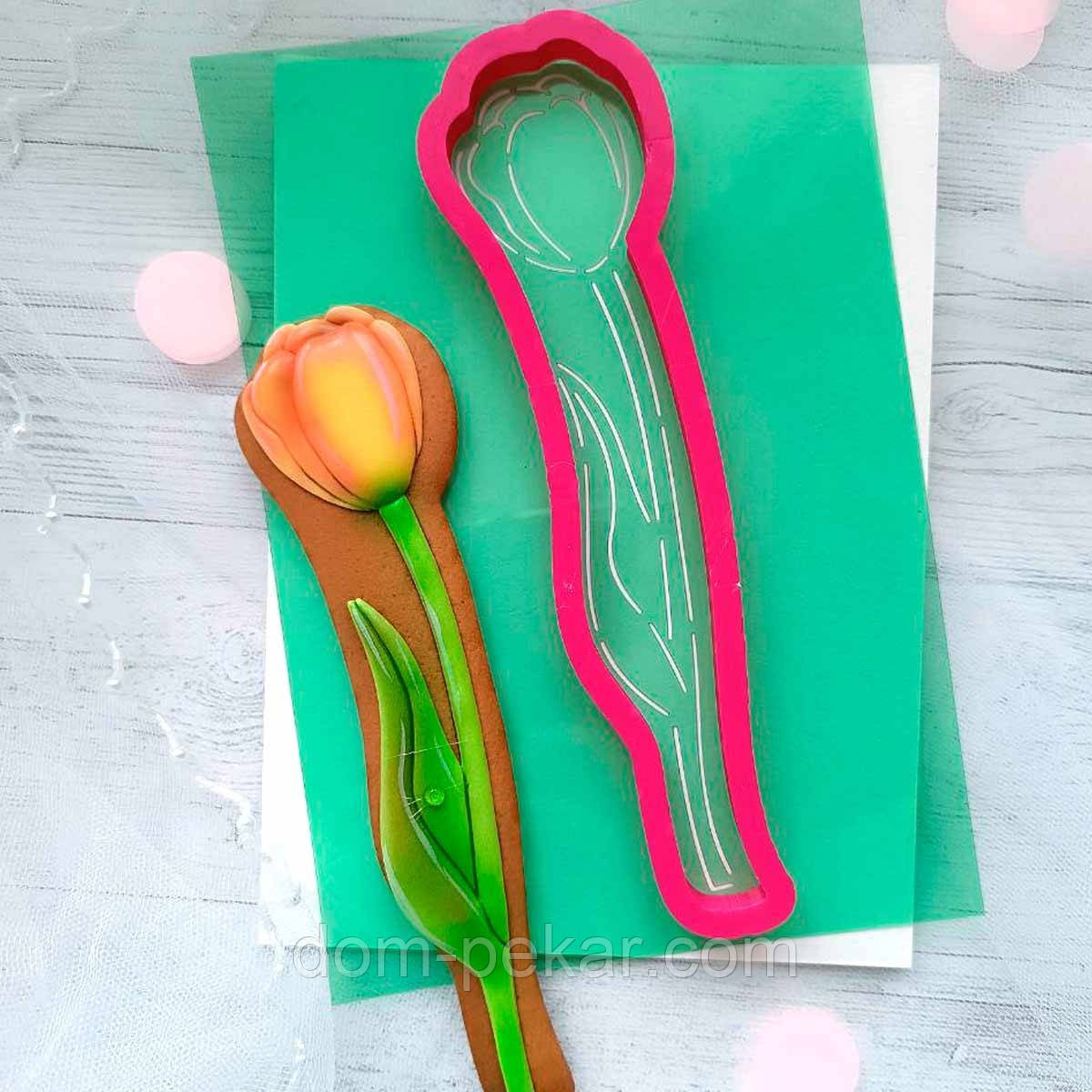 Тюльпан 6 вирубка з трафаретом 18*4,5 см (TR-2)