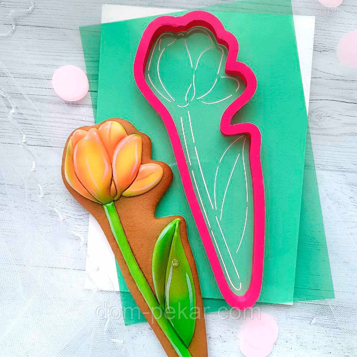 Тюльпан 8 вирубка з трафаретом 18*6,5 см (TR-2)