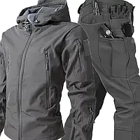 Чоловічий тактичний комплект софтшелл куртка + штани колір сірий
