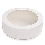 Кругла коробка з мелованого картону Біла 21*6 см