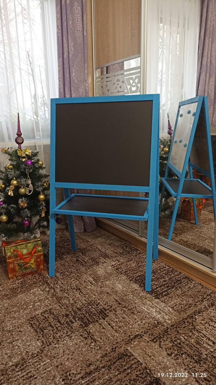 Мольберт дитячий двосторонній НЕ магнітний, дошка для малювання, для крейди і маркера 2в1.