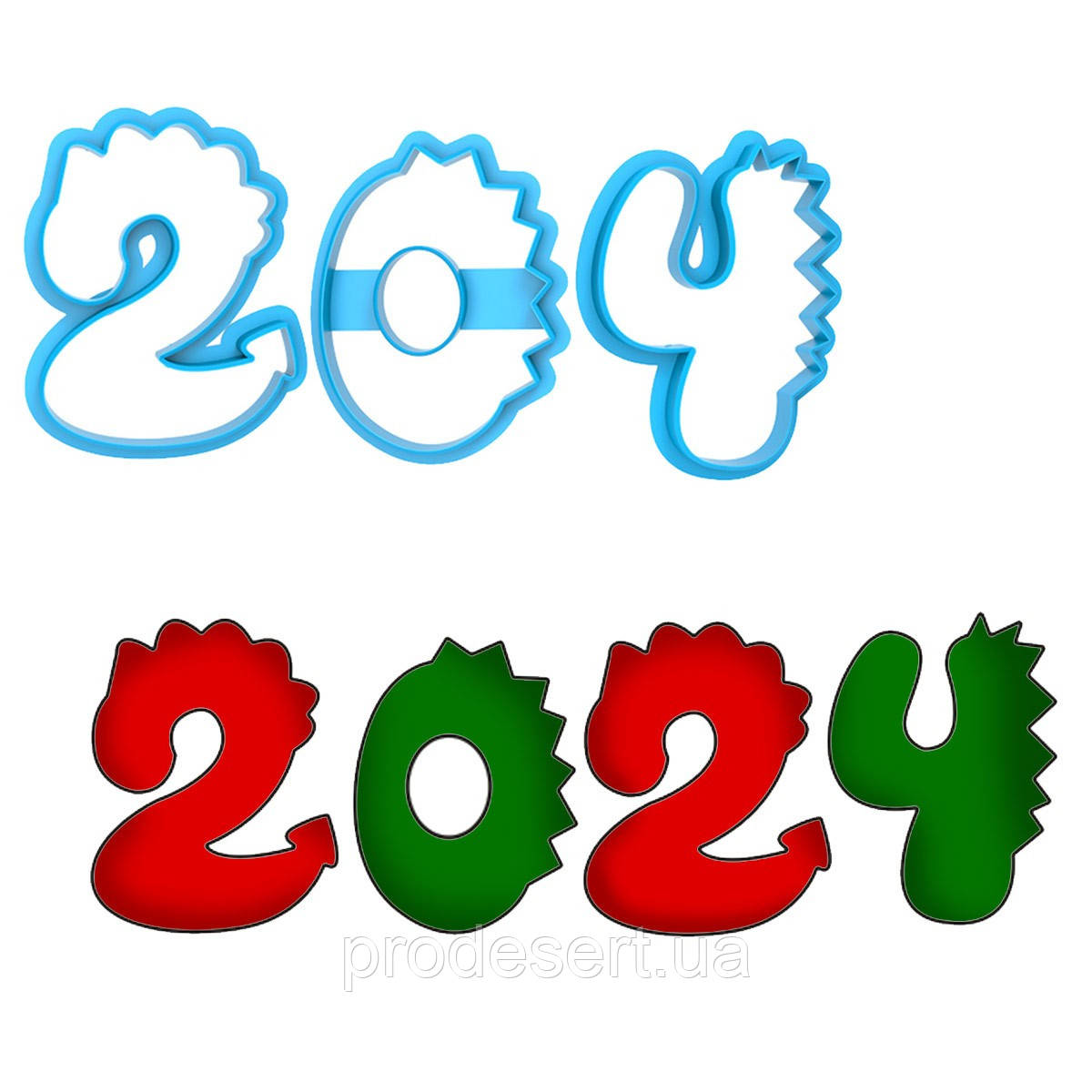 2024 рік вирубування для пряників 8 см (3D), фото 1