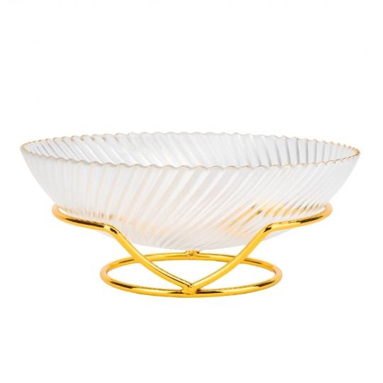 Салатниця на металевій підставці "Золота хвиля" 24 см (9219-041), фото 1