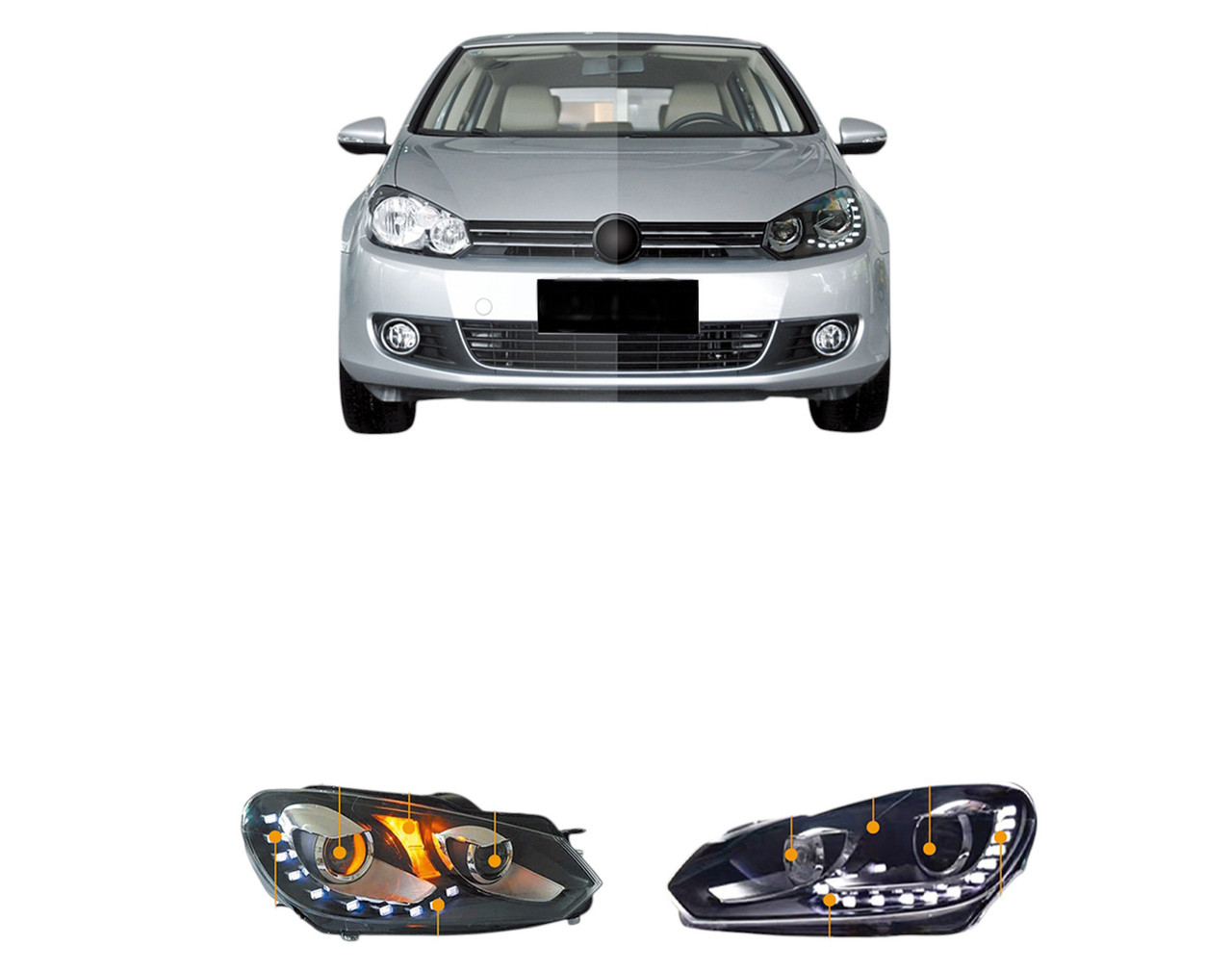 Передні фари LED DRL (2 шт) для Volkswagen Golf 6