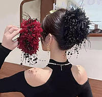 Шикарна модна шпилька затискач краб для волосся з квітами ручної роботи