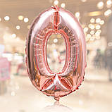 Кулька цифра 0 фольгована 32 дюйма рожеве золото, фото 2