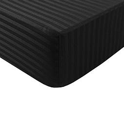 Простирадло на резинці 160х200х20см страйп сатин Ярослав №08 чорний