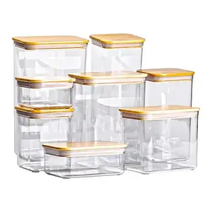 Набір із 8 банок для сипучих продуктів із бамбуковою кришкою