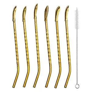 Набір із 6 бомбілій для мате з нержавіючої сталі золото