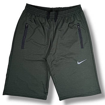 Шорти чоловічі спортивні двонитка напівбатали Nike, розміри 50-58, хакі, 013307
