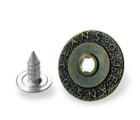 Джинсовий ґудзик з камнем JEANS 17 мм колір антик