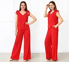 Червоний літній жіночий костюм креп жатка