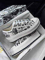 Біло-чорні Короткі жіночі кеди Walk-N Dior Platform White/Black Premium